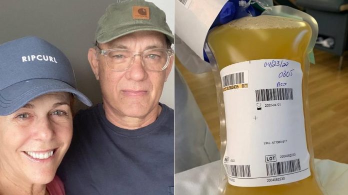 Tom Hanks mostra plasma doado para pesquisa de vacina contra covid-19